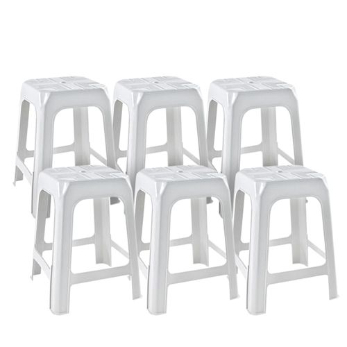 Combo x 6 Banquetas Cuadradas blancas De Plástico Reforzado