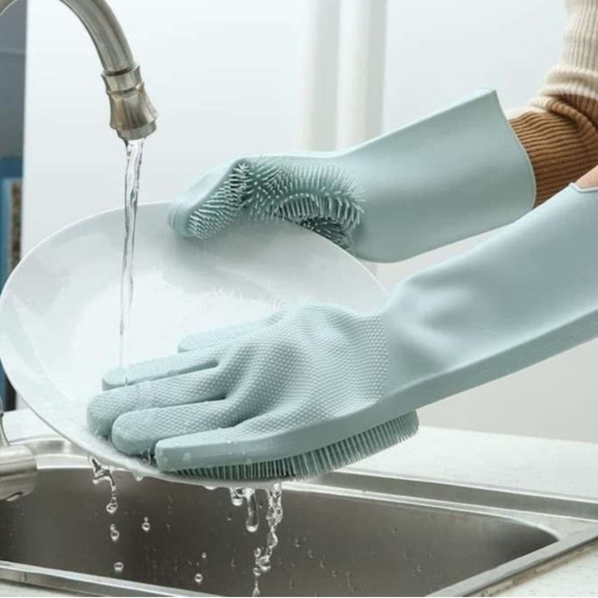 Guantes Silicona Esponja Lavaplatos Mascota Cocina Bulonfer