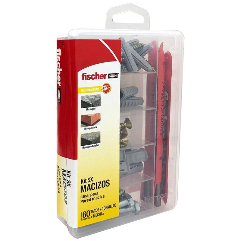 Tacos + tornillos Fischer de pared SX 8 caja 30 unidades