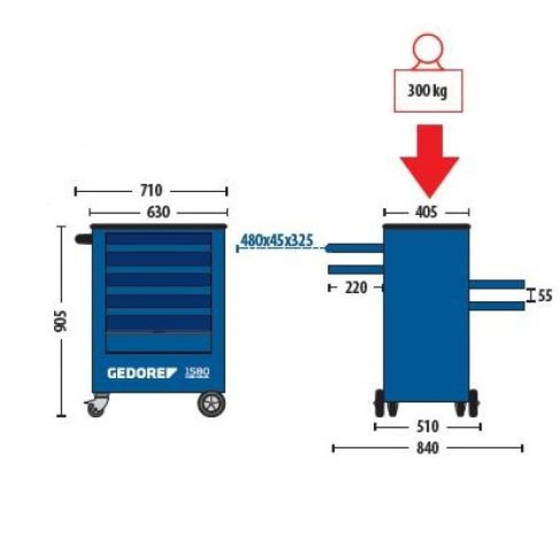 Carro porta-herramientas con 7 cajones Workster Highline - Gedore