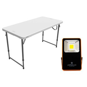 Combo Mesa De Camping 1,20 M Valija + Lampara Led Portátil