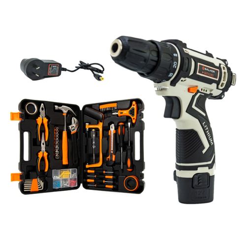Combo Taladro Atornillador 12V + Set De Herramientas 45 Pz