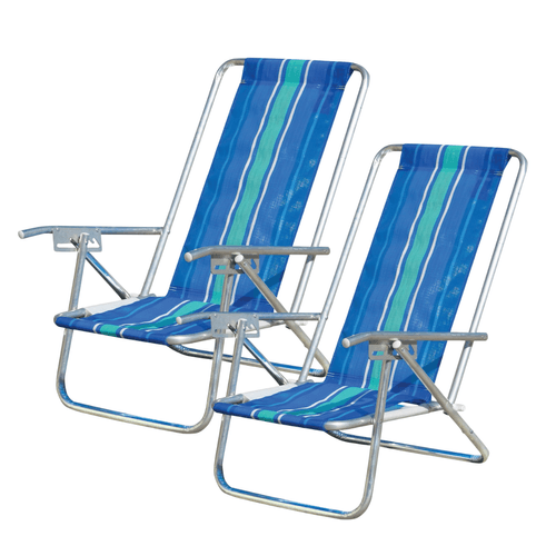 Combo x 2 Reposera De Aluminio 5 Posiciones Tricolor