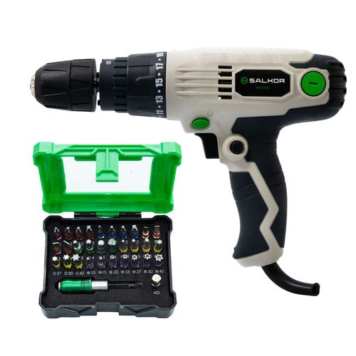 Combo Taladro Atornillador 10 Mm + Set De Puntas 32 Piezas