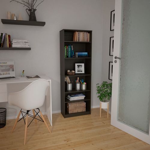 Biblioteca Melamina 2 Estantes Regulables 3 Fijo Wengué