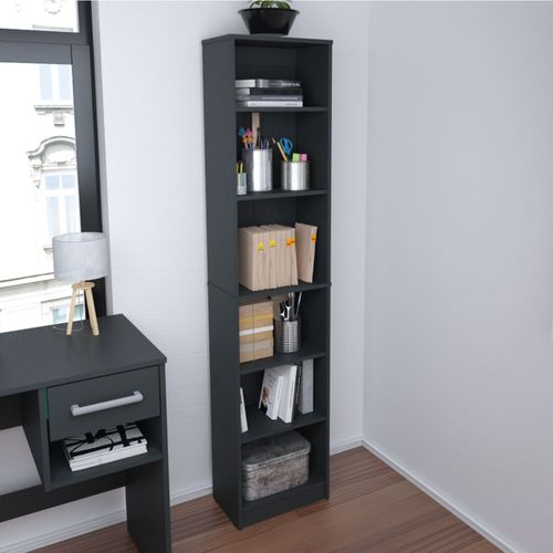 Mueble Organizador Biblioteca 5 Estantes Negro