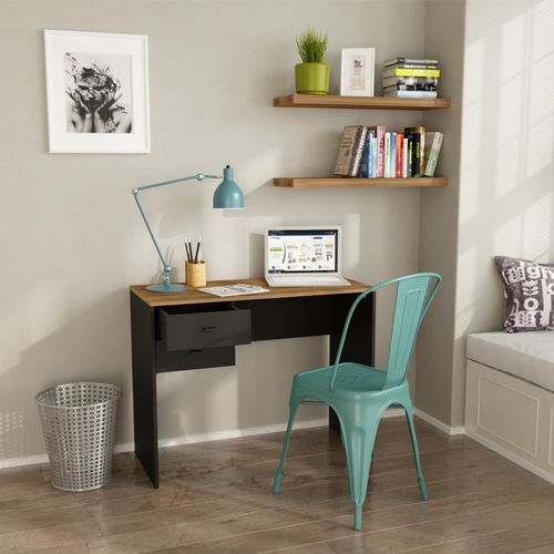 Escritorio Londres Negro y Paraíso 2 Cajones